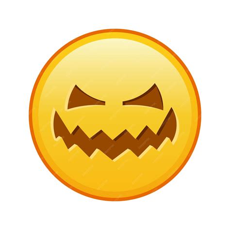 Premium Vector | Scary halloween face large size of yellow emoji smile