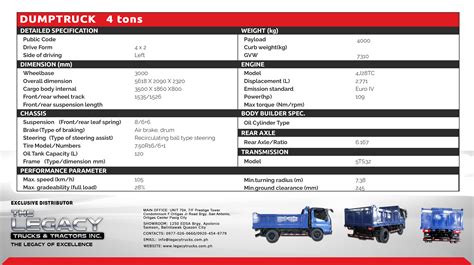 Dump Truck 4 tons - The Legacy Trucks and Tractors INC