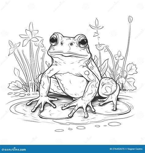 Kids Coloring Page of a Frog in the Swamp that is Blank and ...