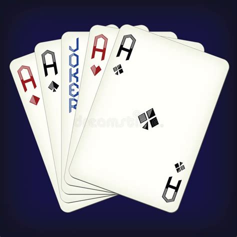 Five of a Kind - Aces and Joker - Playing Cards Vector Illustration Stock Vector - Illustration ...