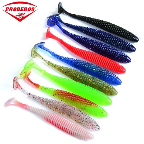10PCS Silicone Worm Bait Fishing Lure 85mm/2.4g T Tail Soft Spiral Grub ...
