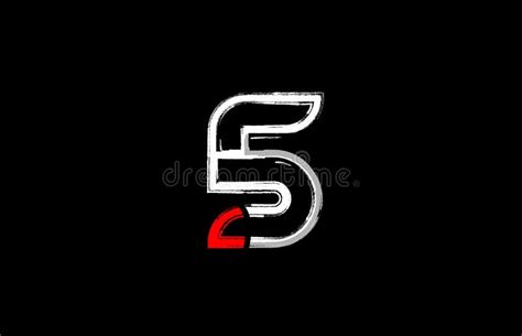 Grunge White Red Black Number 5 Logo Design Stock Vector - Illustration ...