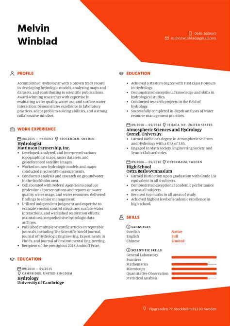 Hydrologist Resume Sample | Kickresume