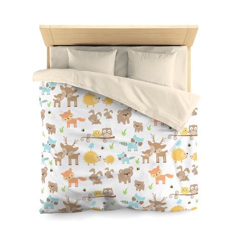 WOODLAND ANIMALS BEDDING Kids Duvet Cover Bedroom Decor Deer | Etsy ...