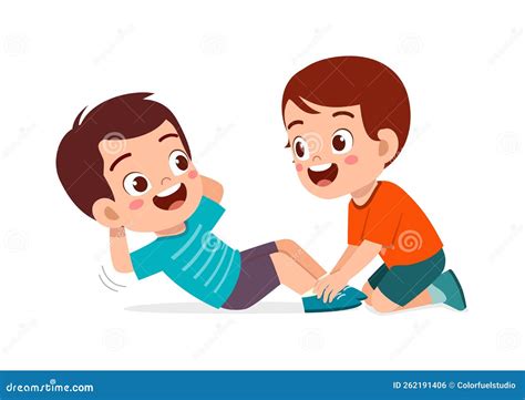 Little Kid Do Exercise Named Sit Up Stock Vector - Illustration of young, health: 262191406