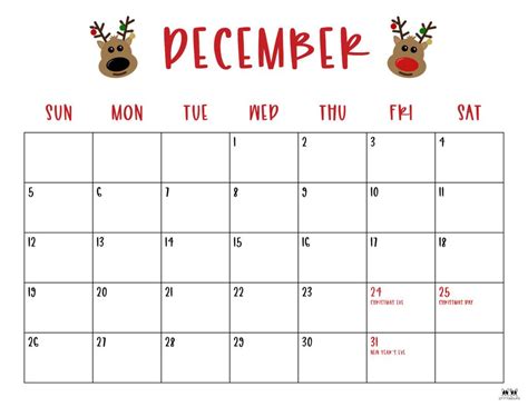 Printable december calendar – Artofit