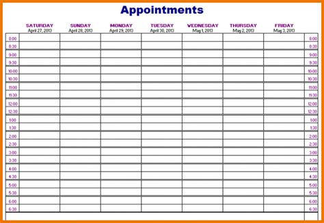 Appointment Book Template Free Printable - Printable Templates Free