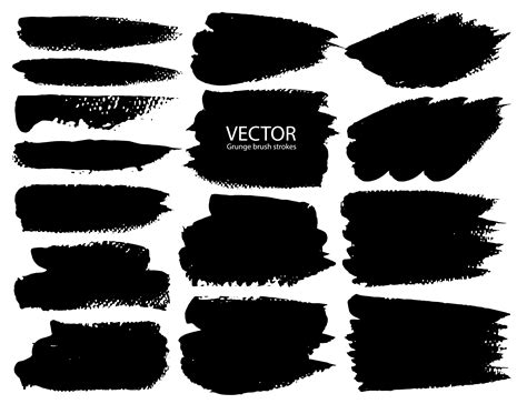 Set of brush strokes, Black ink grunge brush strokes. Vector ...