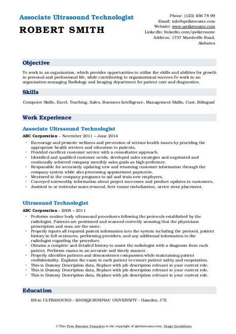 Ultrasound Technologist Resume Samples | QwikResume