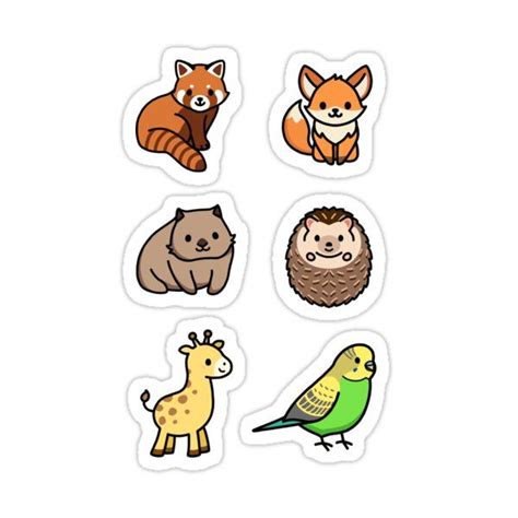 Cute Animal Sticker Pack 6 Sticker by littlemandyart in 2021 | Cute stickers, Animal stickers ...