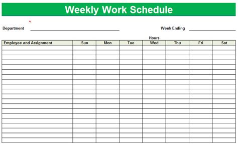 Weekly Work Schedule - 10 Free PDF Printables | Printablee