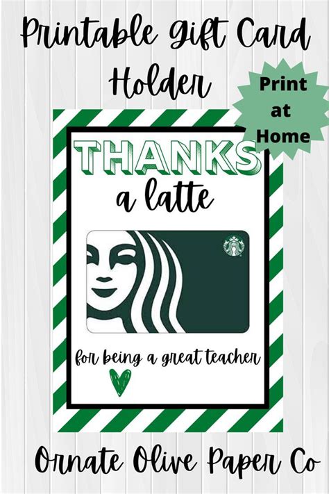 Starbucks Gift Card Holder Printable - Printable Template Calendar