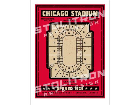 CHICAGO STADIUM Seating Chart Diagram Poster Print 12x18, 18x24, 24x36 ...