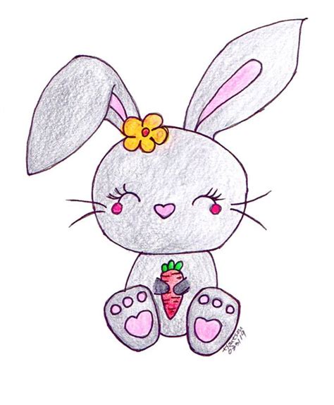 How to draw cute Easter bunny step-by-step tutorial | Disegno di coniglietti, Disegni simpatici ...