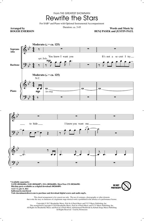 Rewrite The Stars (from The Greatest Showman) (arr. Roger Emerson) Choral SAB sheet music by by ...