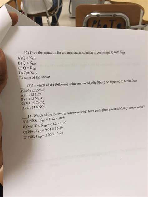 Solved Give the equation for an unsaturated solution in | Chegg.com