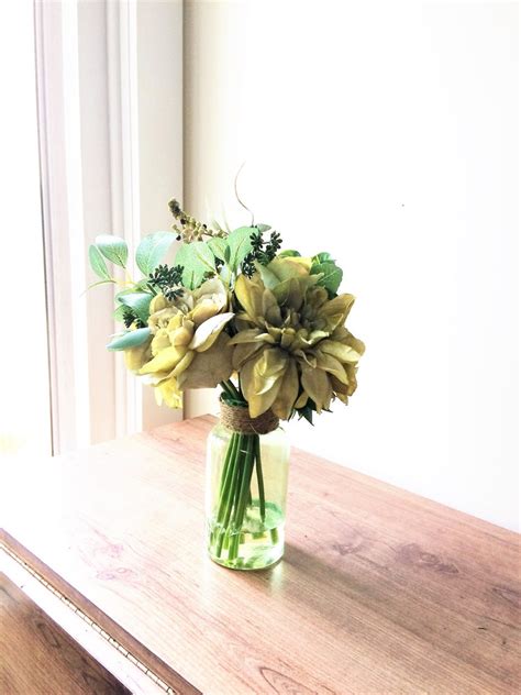 Green Dahlia Flower Arrangement Silk Floral Centerpiece Fall - Etsy