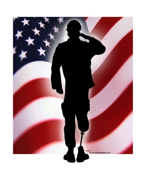 Veterans Day Soldier Saluting Flag Cartoon