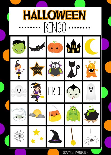 Free Printable Halloween Bingo Game - Crazy Little Projects