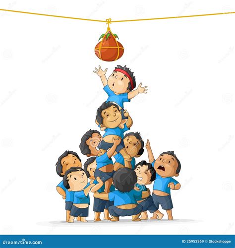 Dahi Handi Festival Of Happy Shree Krishna Janmashtami. Vector ...