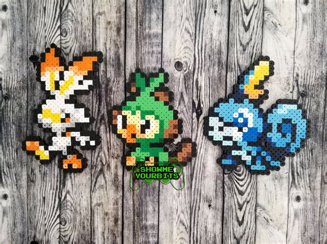 Pokemon Sword And Shield Perler Bead Art Scorbunny Grookey Etsy | Hot Sex Picture