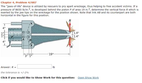 Solved Chapter 4, Problem 4/087 The "jaws-of-life" device is | Chegg.com