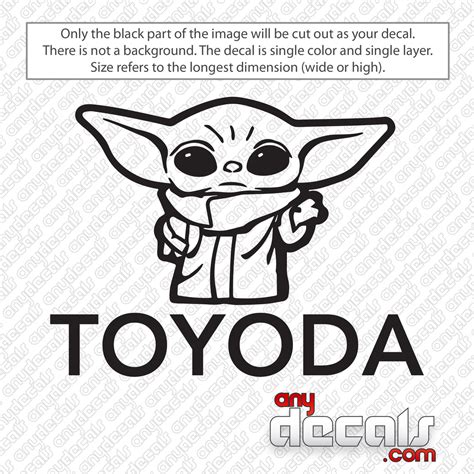 Star Wars Baby Yoda Toyoda Decal Sticker - AnyDecals.com