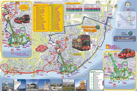 Lisbon hop on hop off bus map - Lisbon hop on hop off bus route map (Portugal)