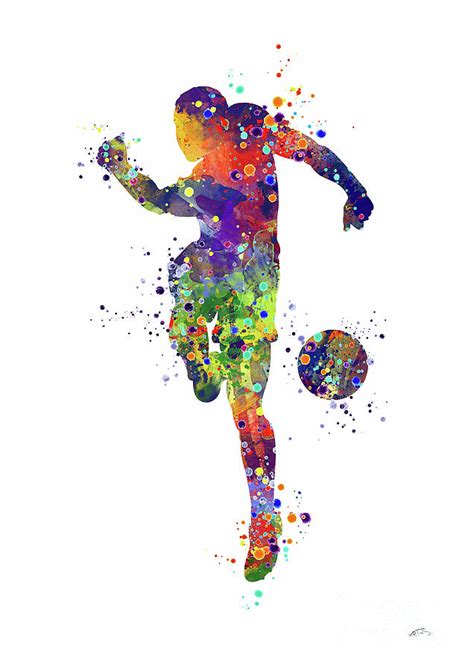 Soccer Player 2 Sports Art Print Watercolor Print Soccer Illustration Football Art Poster ...