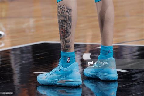 The sneakers worn by LaMelo Ball of the Charlotte Hornets during the ...