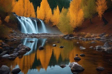 Premium AI Image | autumn landscape with a river in the forestautumn ...