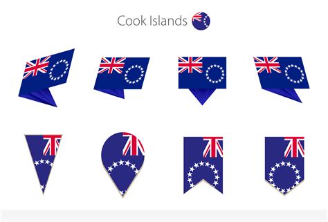 Cook Islands national flag collection, eight versions of Cook Islands ...