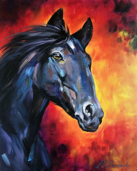 FIRE HORSE - Black fire Horse Wall Art, Gray Stallion Wall Decor. by ...