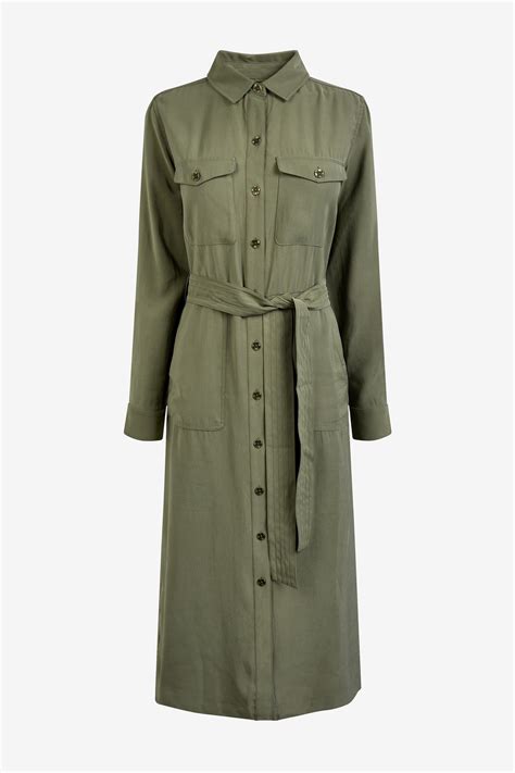 Womens Next Khaki Soft Utility Shirt Dress - Green | Khaki shirt dress ...