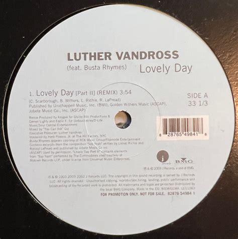 Luther Vandross Feat. Busta Rhymes – Lovely Day (2003, Vinyl) - Discogs