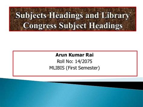 Library congress subject headings