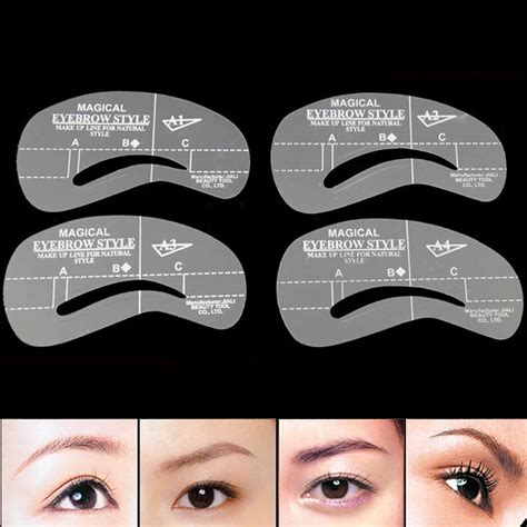 4pcs/set Stylish DIY Beauty Eyebrow Template Stencils Makeup Tools Accessories Grooming Stencil ...