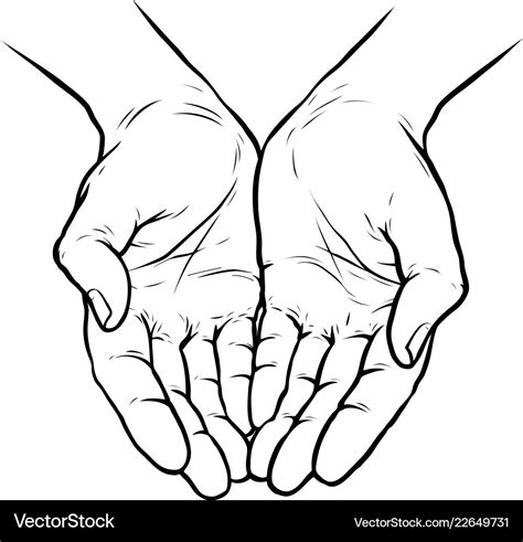 Hands cupped together sketch Royalty Free Vector Image