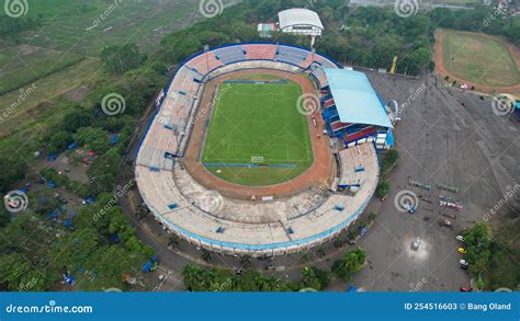 Aerial View of the Beautiful Scenery of Kanjuruhan Stadium. with Malang Cityscape Background ...