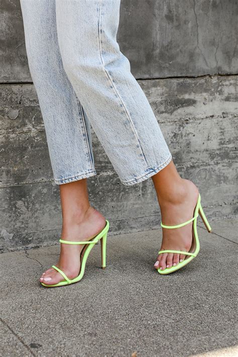 Chic Neon Lime Green Heels - High Heel Sandals - Peep-Toe Heels - Lulus