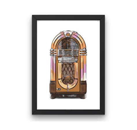 Retro Jukebox Wall Art Print Vintage Wall Art - Etsy