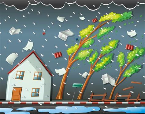 Natural disaster scene with hurricane 372642 Vector Art at Vecteezy