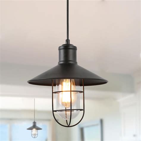 LNC 1-Light Black Cage Hanging Pendant Light-A01910 - The Home Depot ...