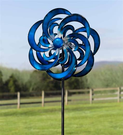 Blue Waves Wind Spinner - Blue | PlowHearth | Metal wind spinners, Kinetic wind spinners, Wind ...