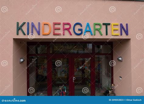 Colorful Kindergarten Sign at the Entrance Stock Image - Image of human ...