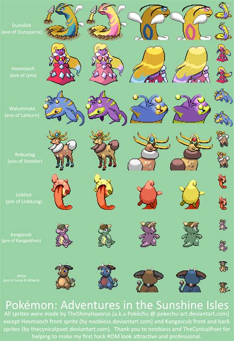 Fakemon Spritesheet for Sunshine Isles by Pokechu-Art on DeviantArt