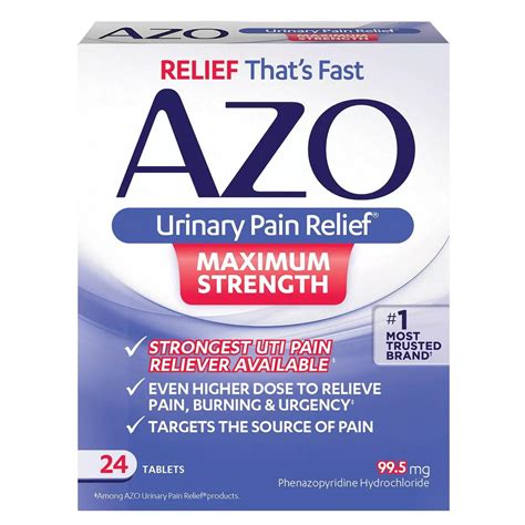 AZO Maximum Strength Urinary Tract Infection Burning Sensation Fast Pain Reliever, 24 Count ...