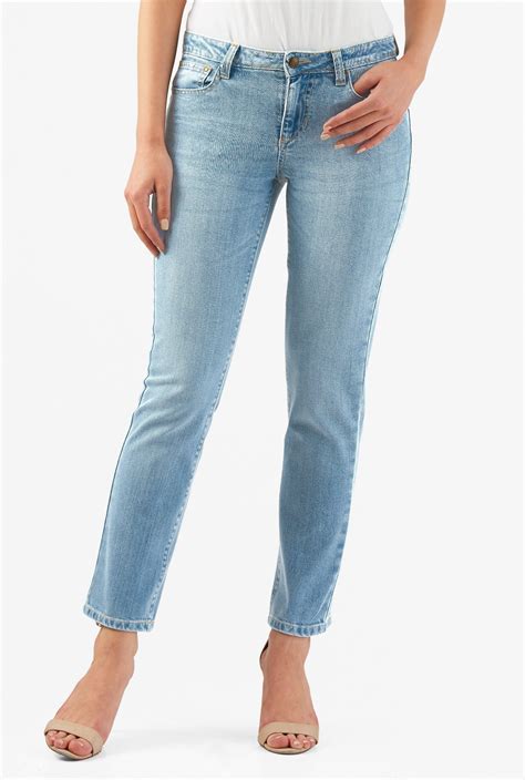 Shop Straight leg light indigo denim jeans | eShakti