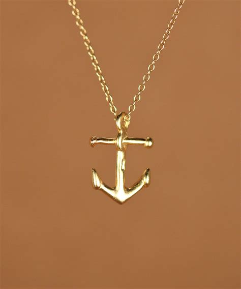 Gold anchor necklace, small anchor pendant, nautical theme, beach babe ...