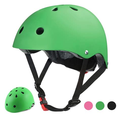 Tripumer Green Kids Bike Helmet, Adjustable, Lightweight, Suitable for Ages 3-8 Boys and Girls ...